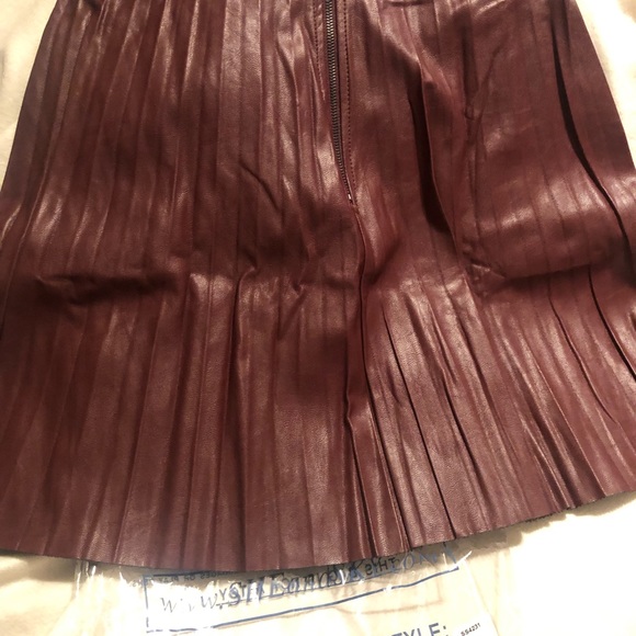 SHE + SKY Faux Leather Skirt (Wine) - Picture 2 of 3